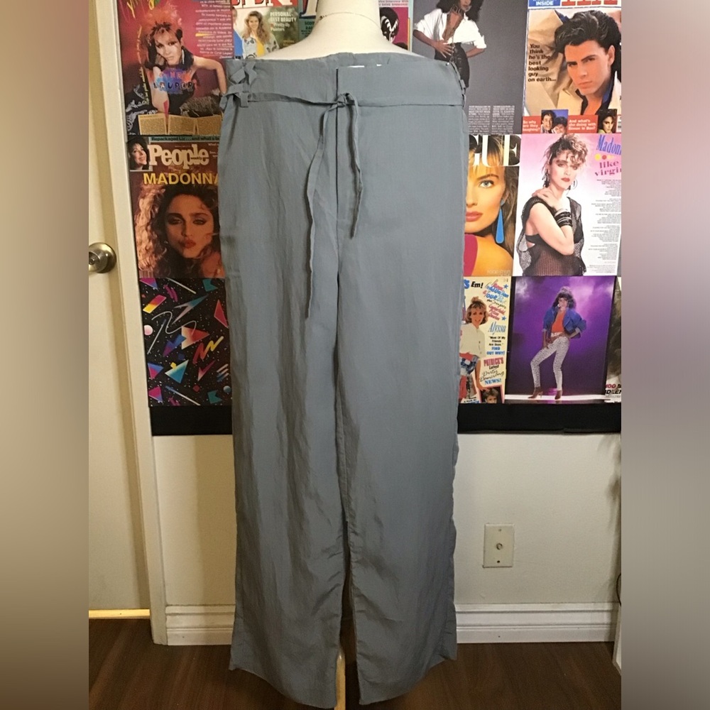 Vince Light Gray Wide-Leg Drawstring Pants